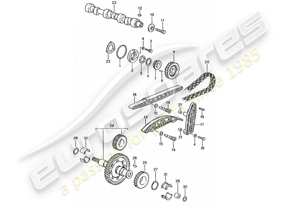 porsche 1991 (964) control de válvula diagrama de piezas