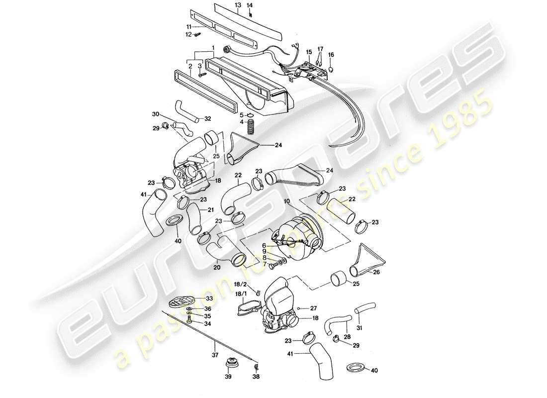 porsche 1975 (911 turbo) ventilación - sistema de calefacción 2 - d - mj 1977>> diagrama de piezas