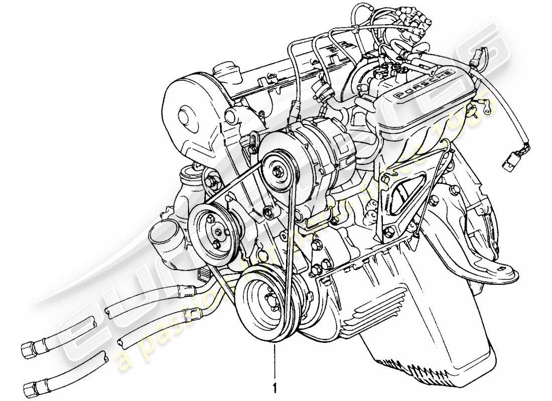 un diagrama de piezas del catálogo de piezas porsche 1987 (refurbished and exchange catalogue)