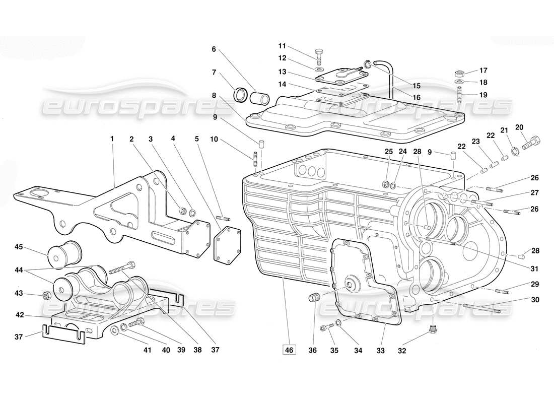 lamborghini diablo (1991) diagrama de piezas de la caja de cambios (válido para la versión 1992 de junio)