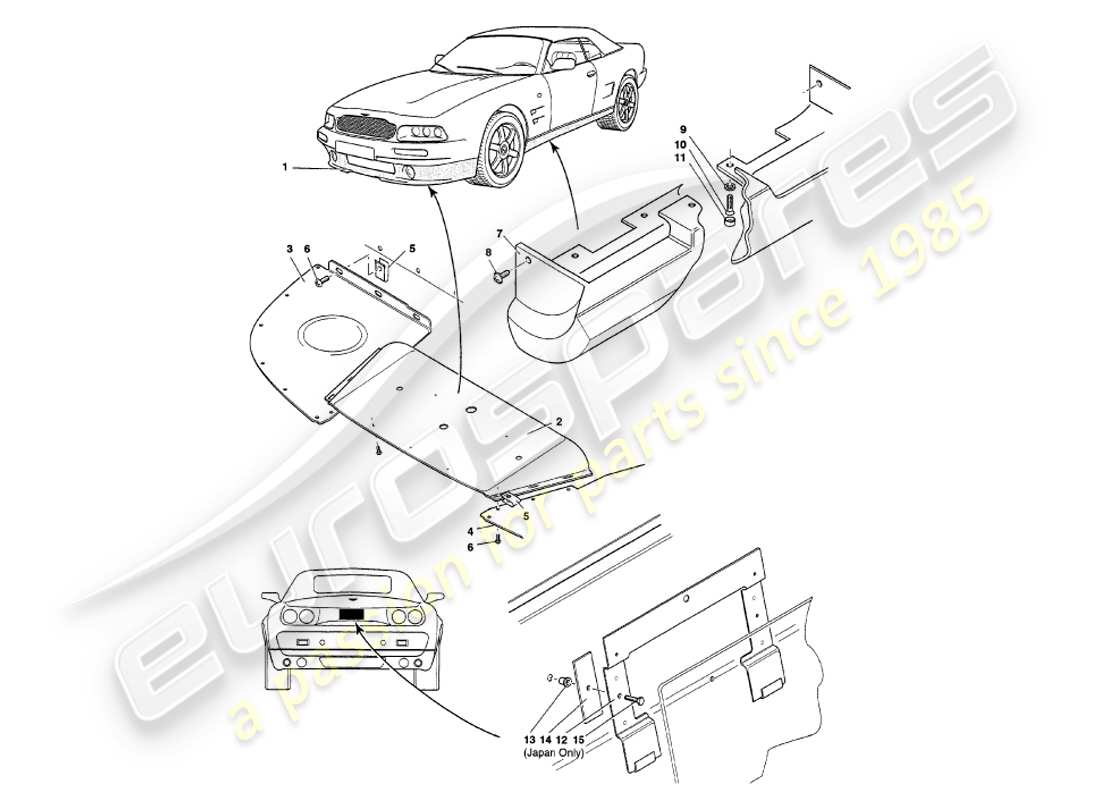 aston martin v8 volante (2000) accesorios para el cuerpo diagrama de piezas