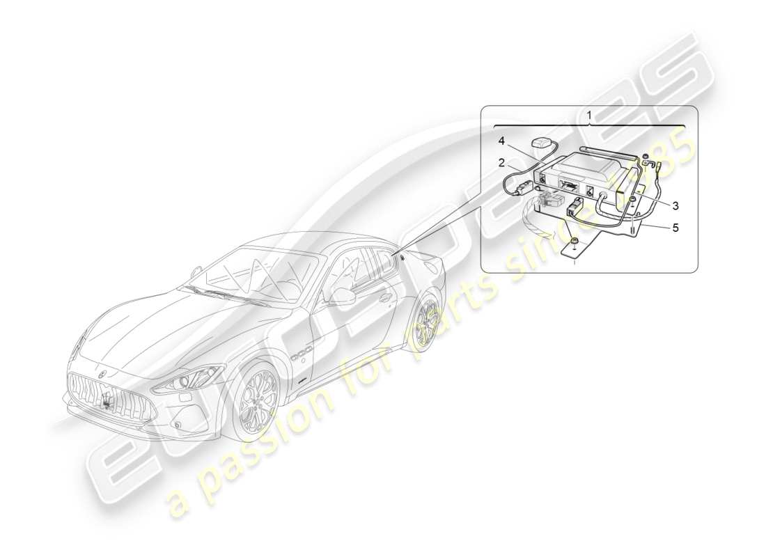 maserati granturismo s (2018) diagrama de piezas del sistema de alarma e inmovilizador