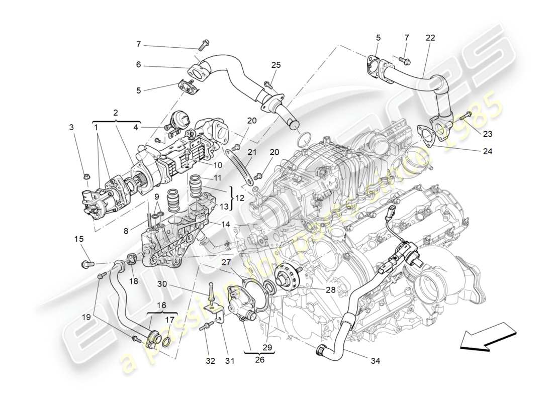 maserati qtp 3.0 tds v6 275hp (2015) diagrama de piezas del sistema de recirculación de vapores de aceite