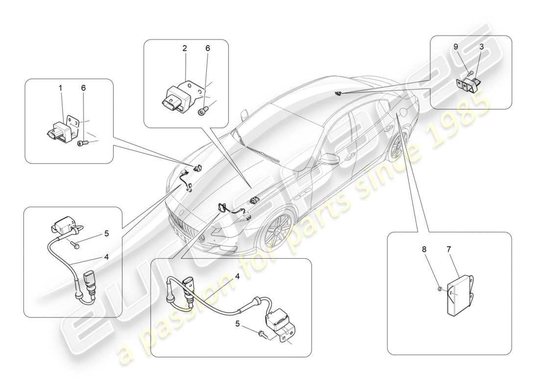 maserati qtp 3.0 bt v6 410hp (2014) diagrama de piezas de control electrónico (suspensión)