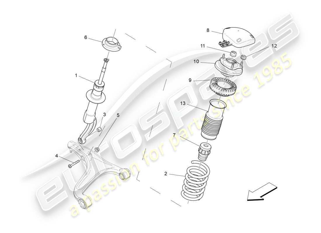 maserati qtp 3.0 bt v6 410hp (2014) diagrama de piezas de los dispositivos amortiguadores delanteros