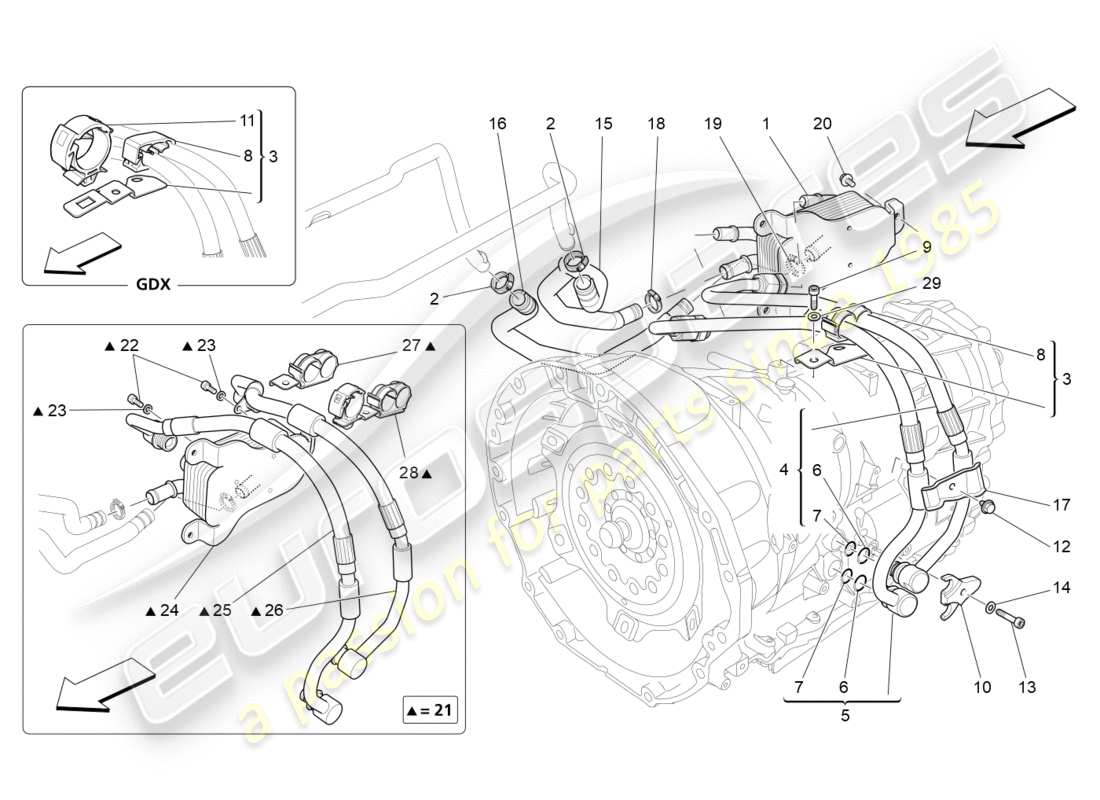 maserati qtp 3.0 bt v6 410hp (2014) diagrama de piezas de lubricación y refrigeración del aceite de la caja de cambios