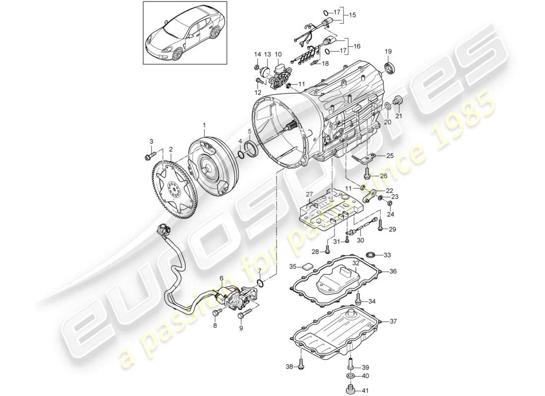 porsche 2010 (cayenne e1 9pa) caja de cambios tiptronic piezas individuales diagrama de piezas