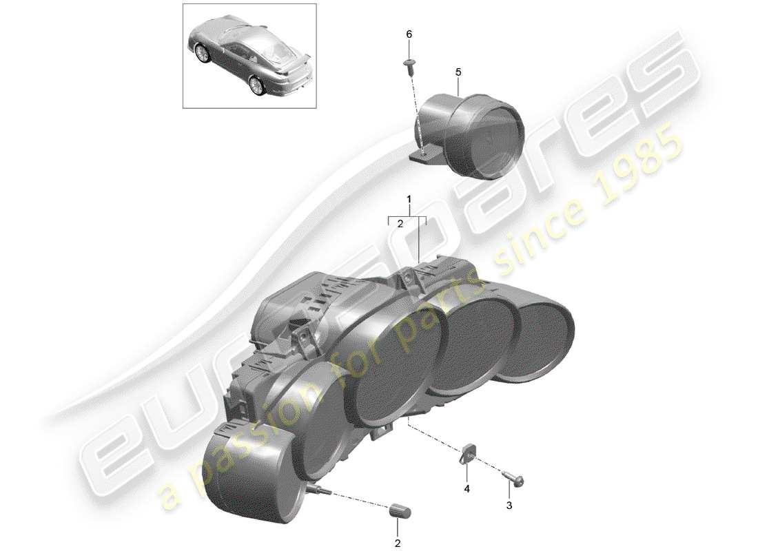 porsche 2017 (991-2 r/gt3/rs) diagrama de piezas del grupo de instrumentos