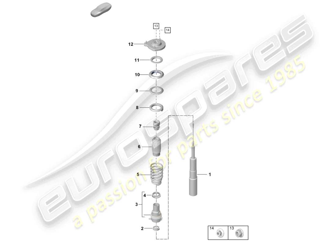 porsche 2020 (992-1) suspensión amortiguadores diagrama de piezas