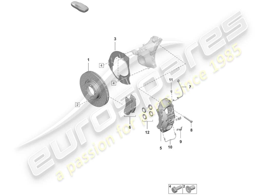 porsche 2020 (992-1) frenos de disco diagrama de piezas
