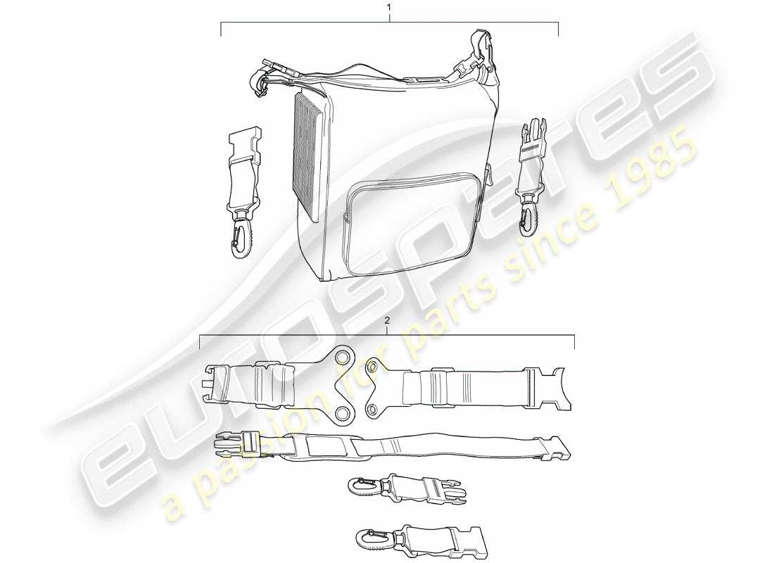 porsche tequipment macan (2019) diagrama de piezas de la bolsa de refrigeración