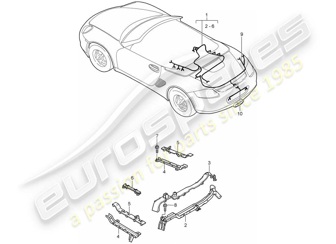 porsche 2009 (987 boxster) arneses de cableado diagrama de piezas