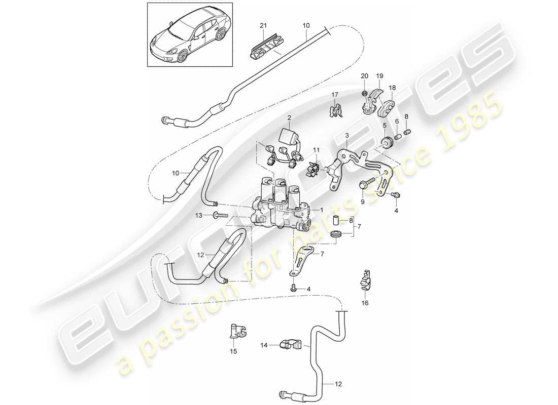 porsche 2010 (panamera 970) estabilizador diagrama de piezas