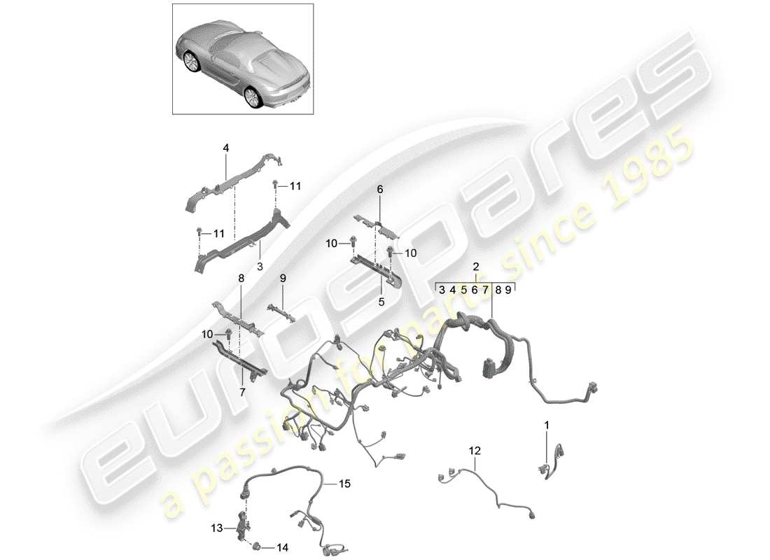 porsche 2016 (981 boxster spyder) arneses de cableado diagrama de piezas