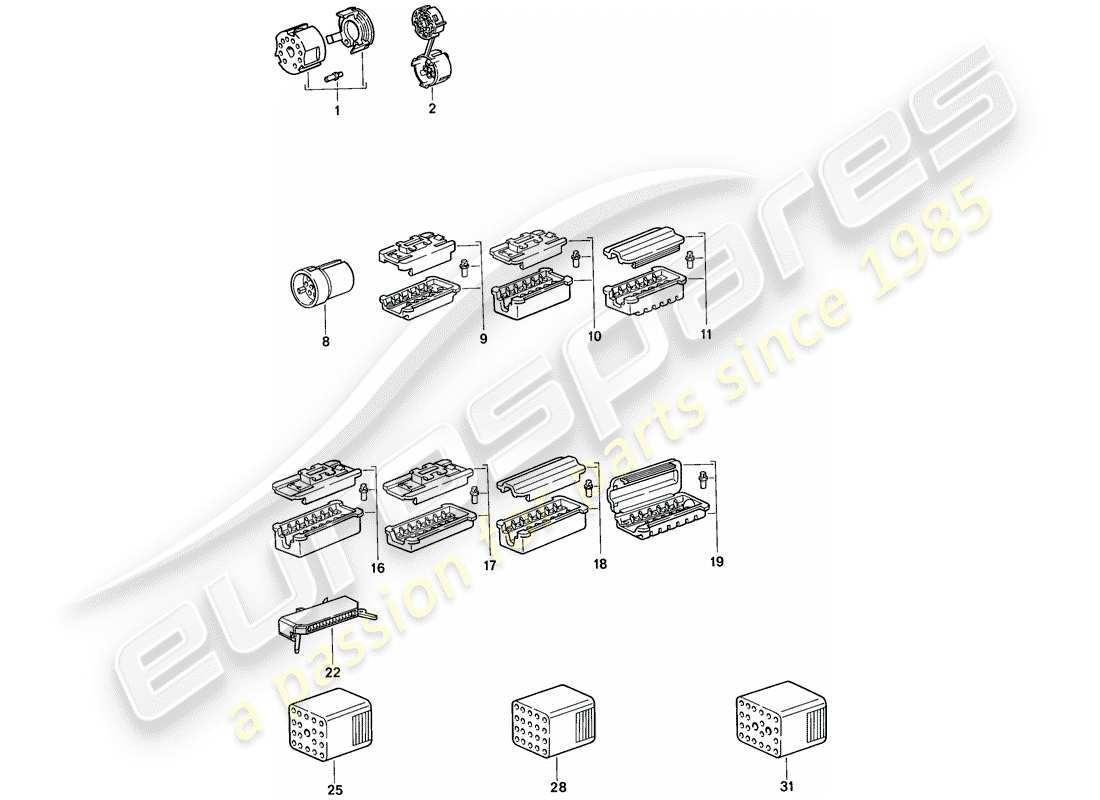 porsche 1986 (944) carcasa del conector diagrama de piezas