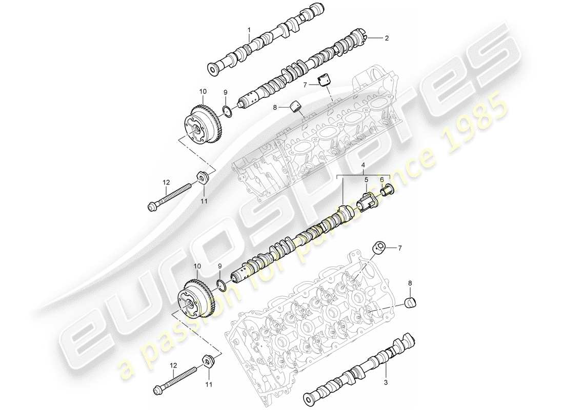 porsche 2010 (cayenne e1 9pa) árbol de levas diagrama de piezas