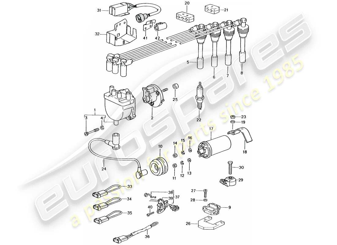 porsche 1990 (944) electricidad del motor 1 diagrama de piezas