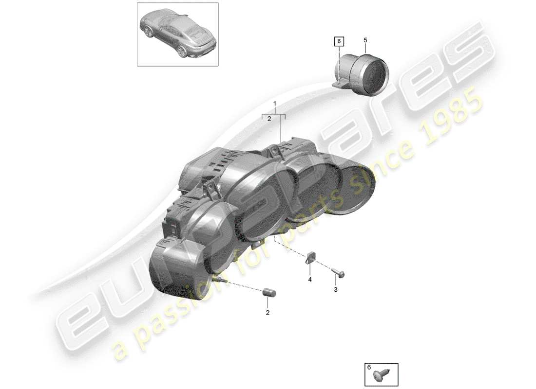porsche 2014 (991-1 turbo) combinación de instrumentos diagrama de piezas