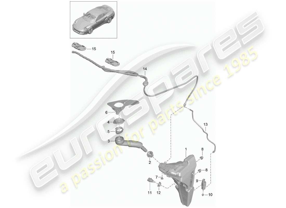 porsche 991 turbo (2016) diagrama de piezas de la unidad arandela