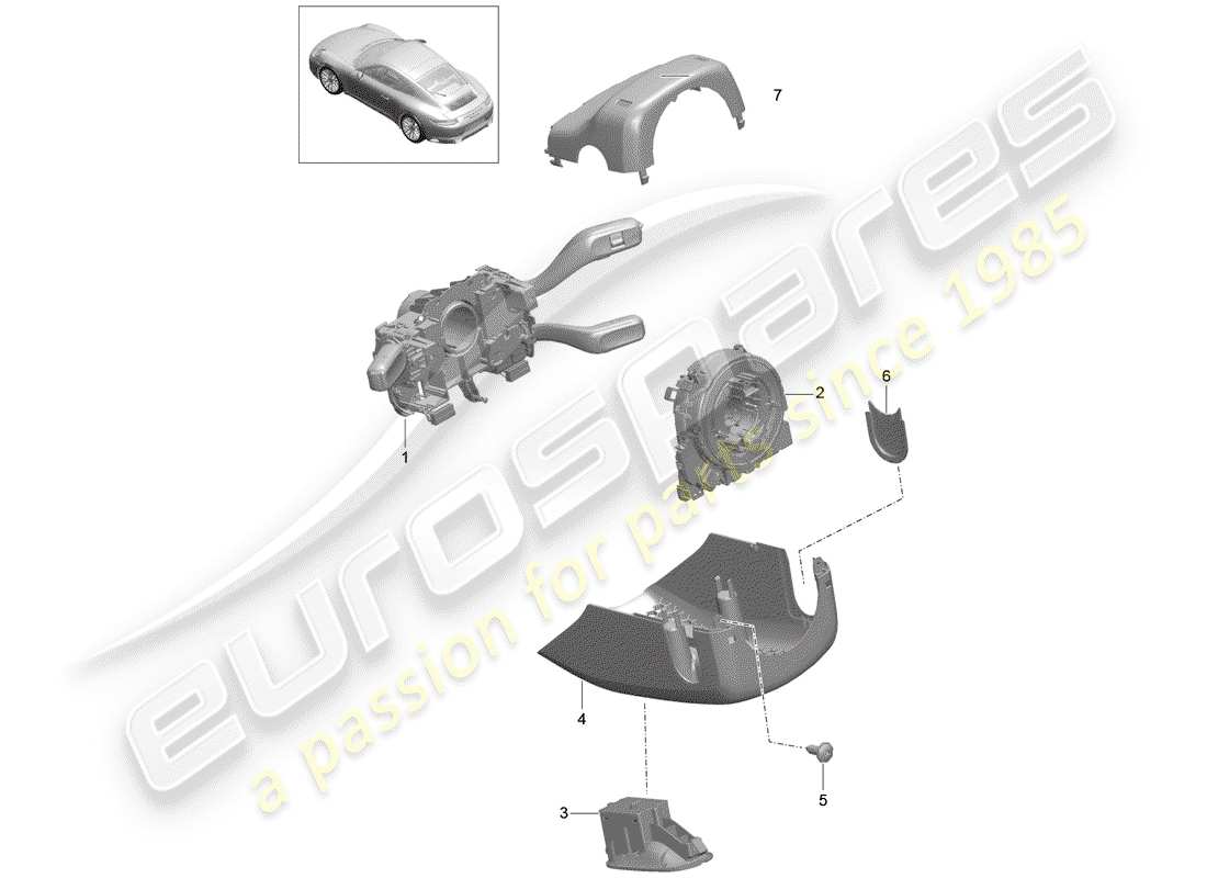 porsche 2020 (991-2) interruptor de la columna de dirección diagrama de piezas