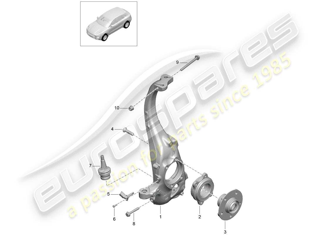 porsche 2016 (macan) cojinete de pivote diagrama de piezas
