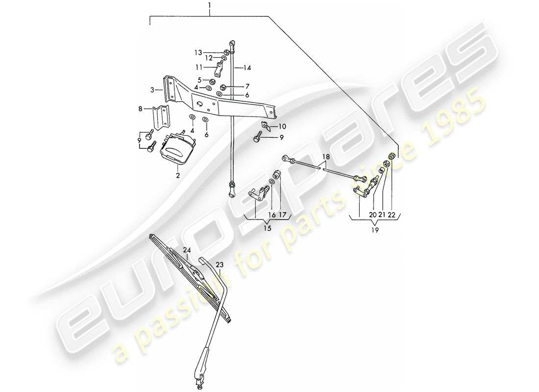 porsche 1966 (911/912) limpiaparabrisas trasero diagrama de piezas