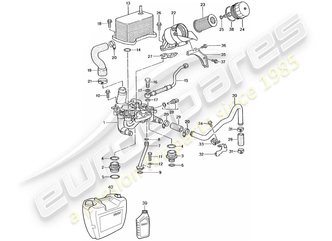 porsche 2002 (996 gt3) filtro de aceite - soporte diagrama de piezas