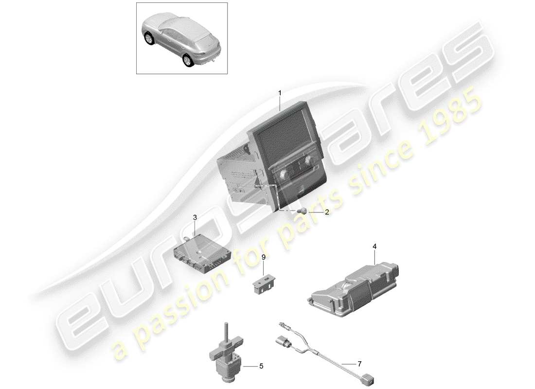 porsche 2016 (macan) unidad operativa diagrama de piezas