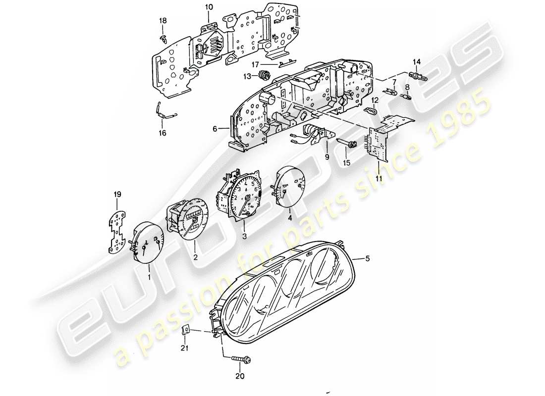 porsche 1988 (944) grupo de instrumentos - d - mj 1987>> diagrama de piezas