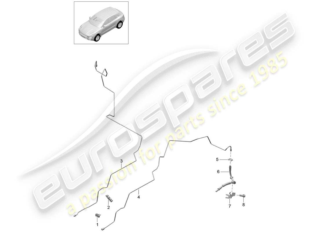 porsche 2016 (macan) diagrama de piezas de la línea de freno