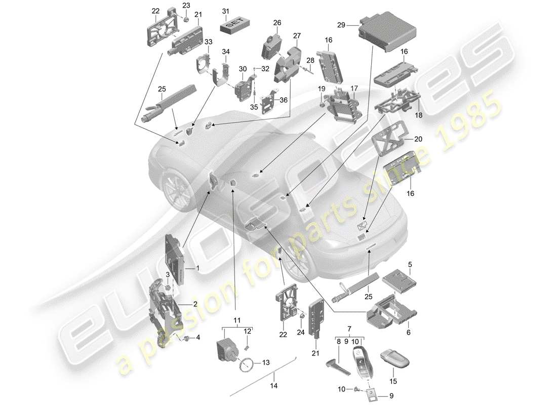porsche 2012 (981 boxster) unidades de control diagrama de piezas