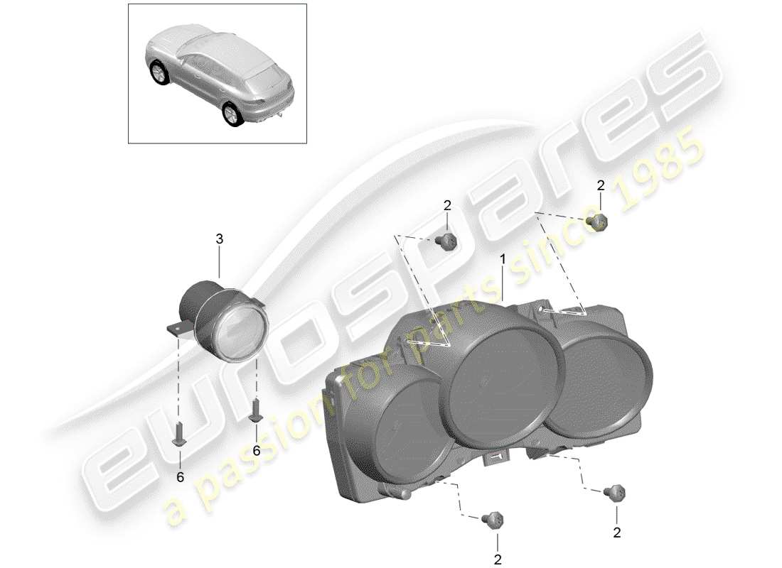 porsche 2016 (macan) diagrama de piezas del grupo de instrumentos