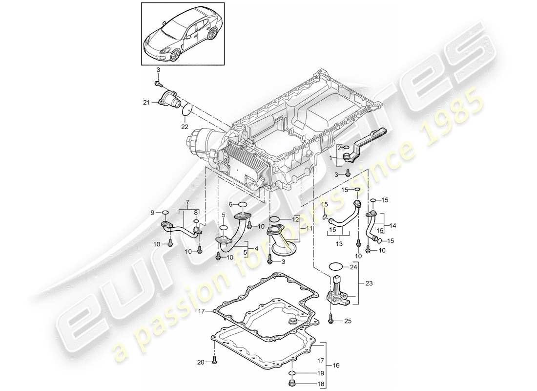 porsche 2010 (panamera 970) diagrama de piezas del colector de admisión