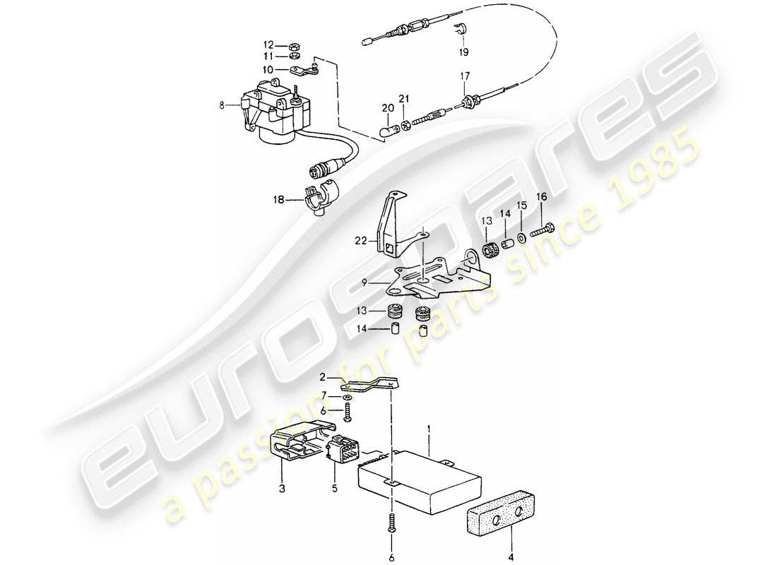 porsche 1993 (964) sistema de control de crucero diagrama de piezas