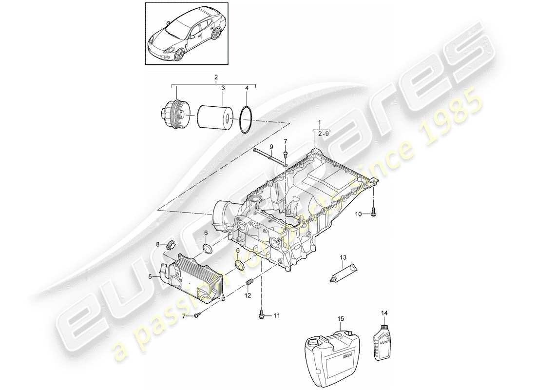 porsche 2010 (panamera 970) oil-conducting housing diagrama de piezas