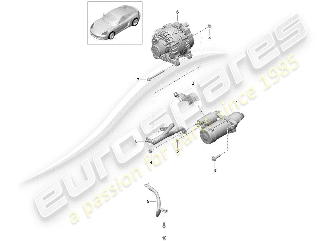 porsche 2018 (718 cayman) inicio diagrama de piezas