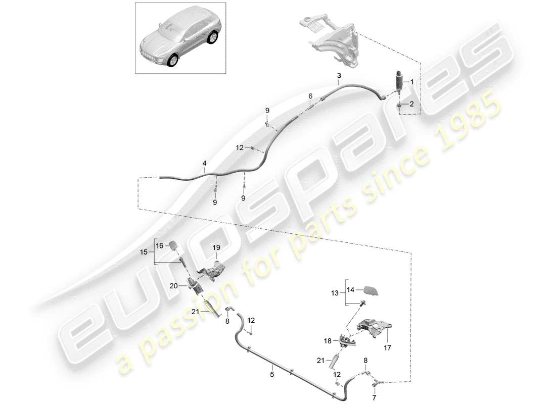 porsche 2018 (macan) sistema arandela diagrama de piezas