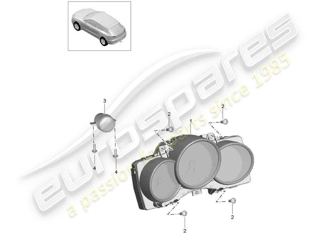 porsche 2017 (macan) combinación de instrumentos diagrama de piezas