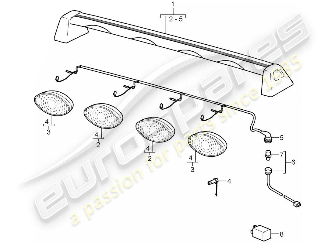 porsche 2010 (cayenne e1 9pa) faro adicional diagrama de piezas