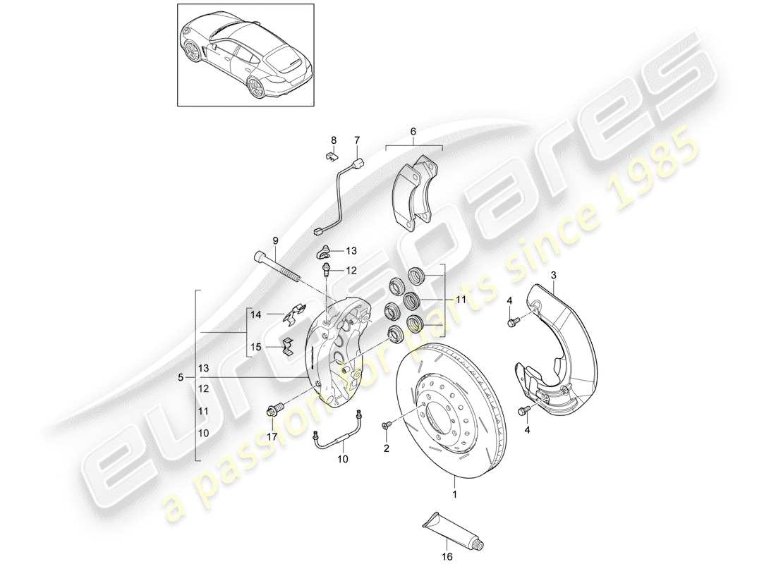 porsche 2010 (panamera 970) frenos de disco diagrama de piezas