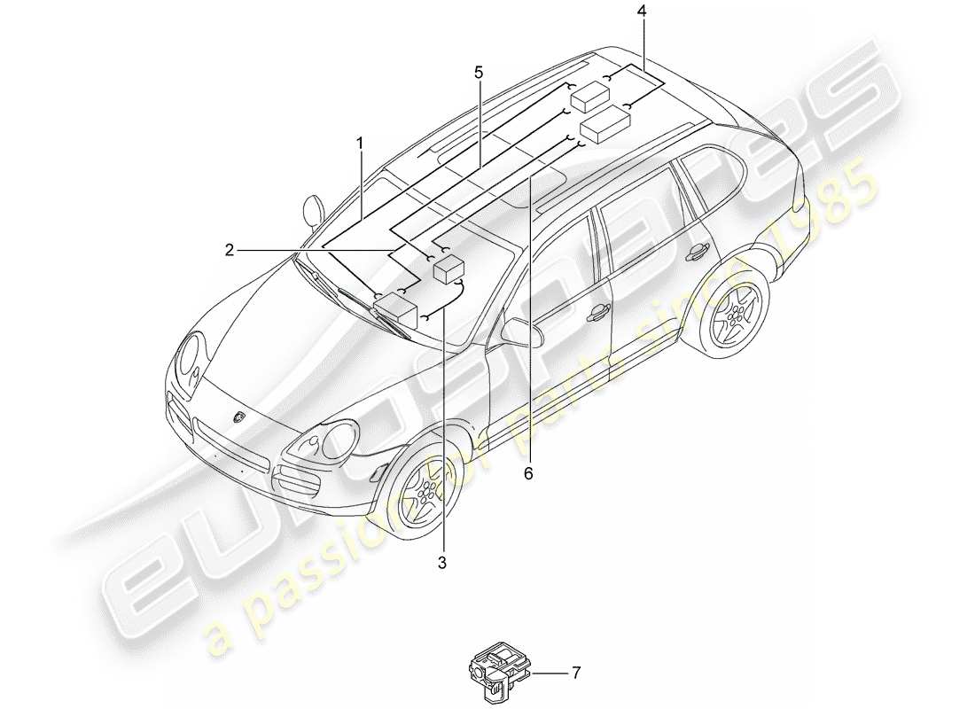 porsche 2006 (cayenne e1 9pa) diagrama de piezas de fibra óptica ligera