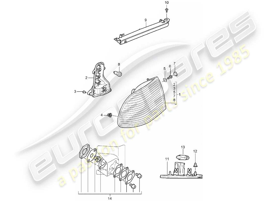 porsche 2003 (cayenne e1 9pa) diagrama de piezas de la luz trasera