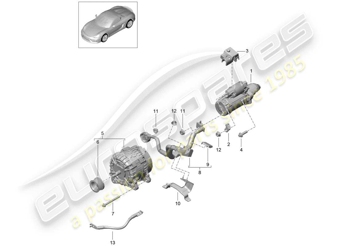 porsche 2016 (981 boxster spyder) diagrama de piezas del arranque