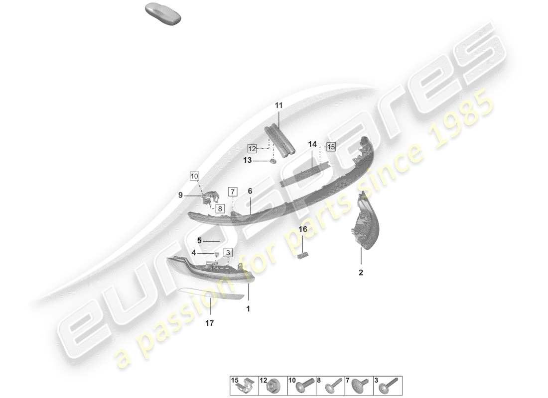 porsche 2020 (992-1) diagrama de piezas de la luz trasera