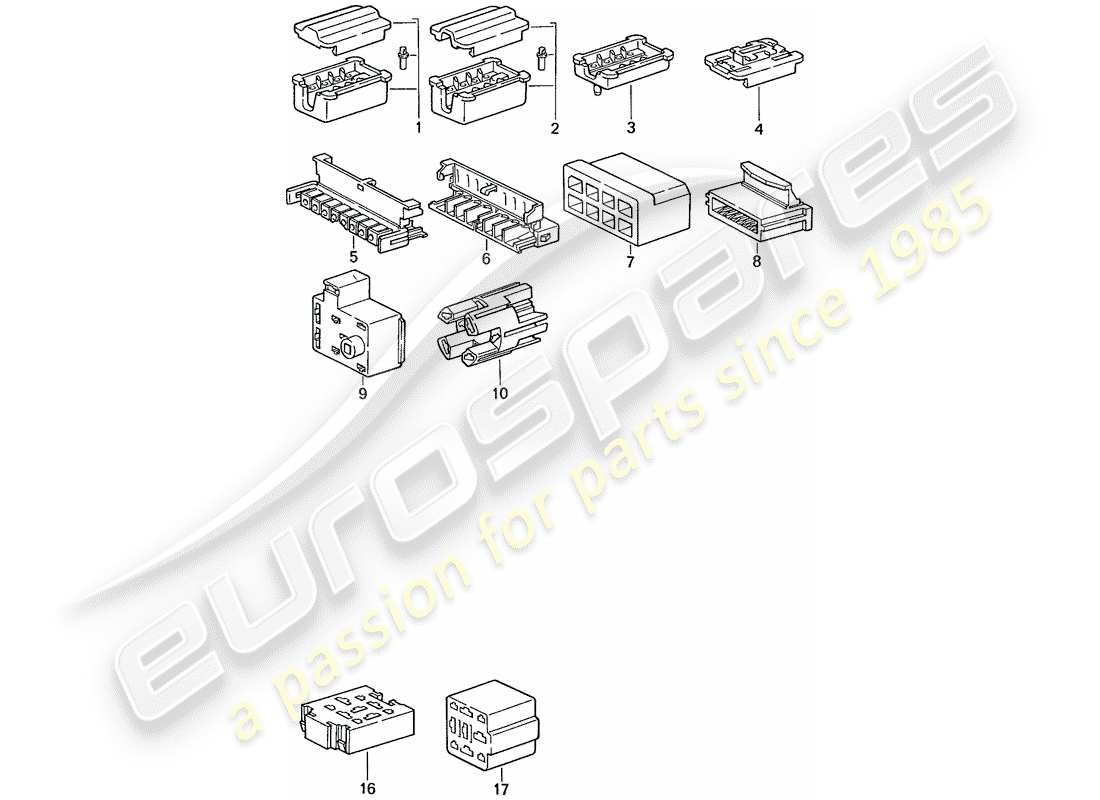 porsche 1990 (944) carcasa del conector - 8-pole - 9-pole diagrama de piezas