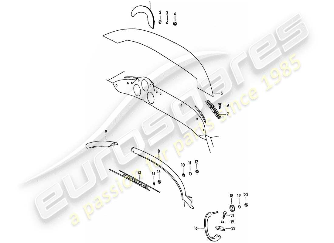 porsche 1963 (356b/356c) tablero - accesorios diagrama de piezas