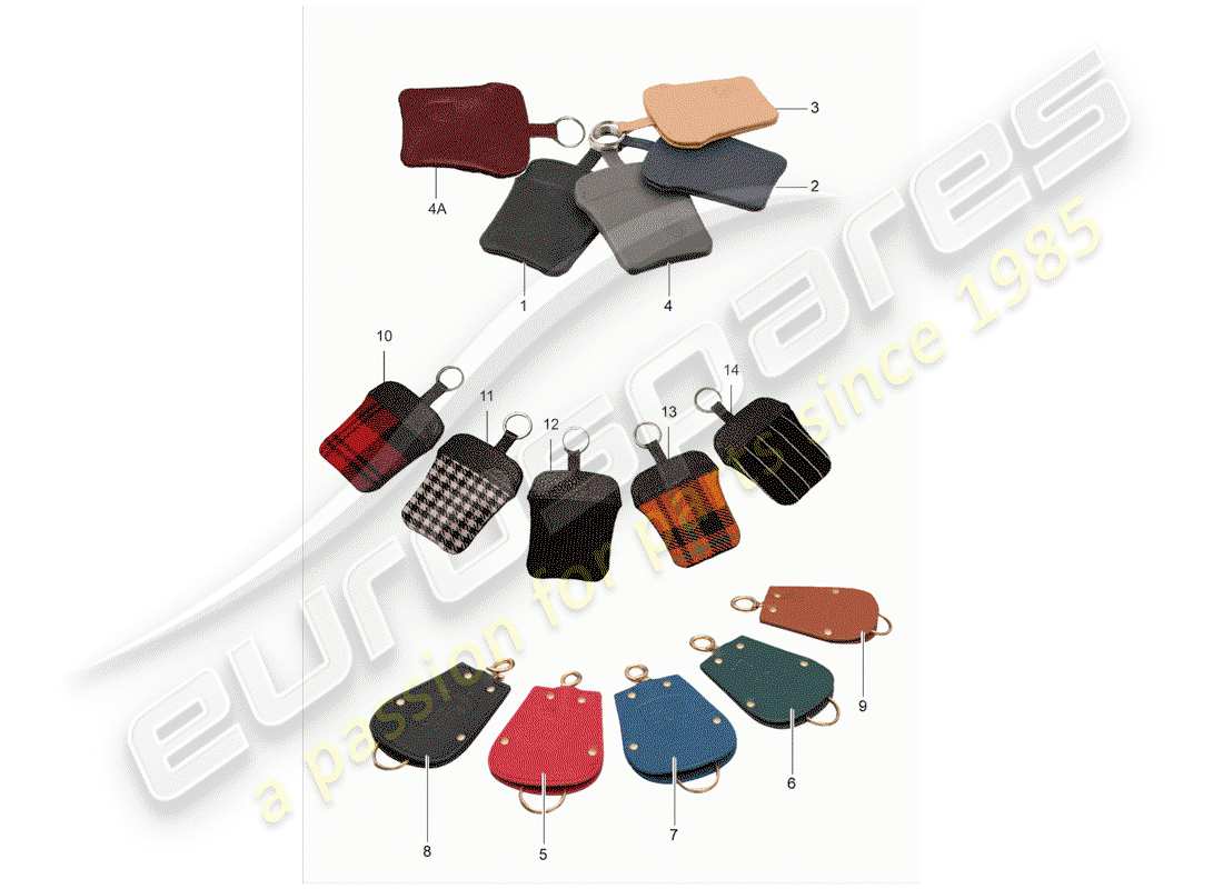 porsche classic accessories (2013) schluessel-etui - diagrama de piezas de cuero