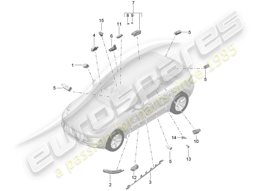 porsche 2018 (macan) luz interior diagrama de piezas
