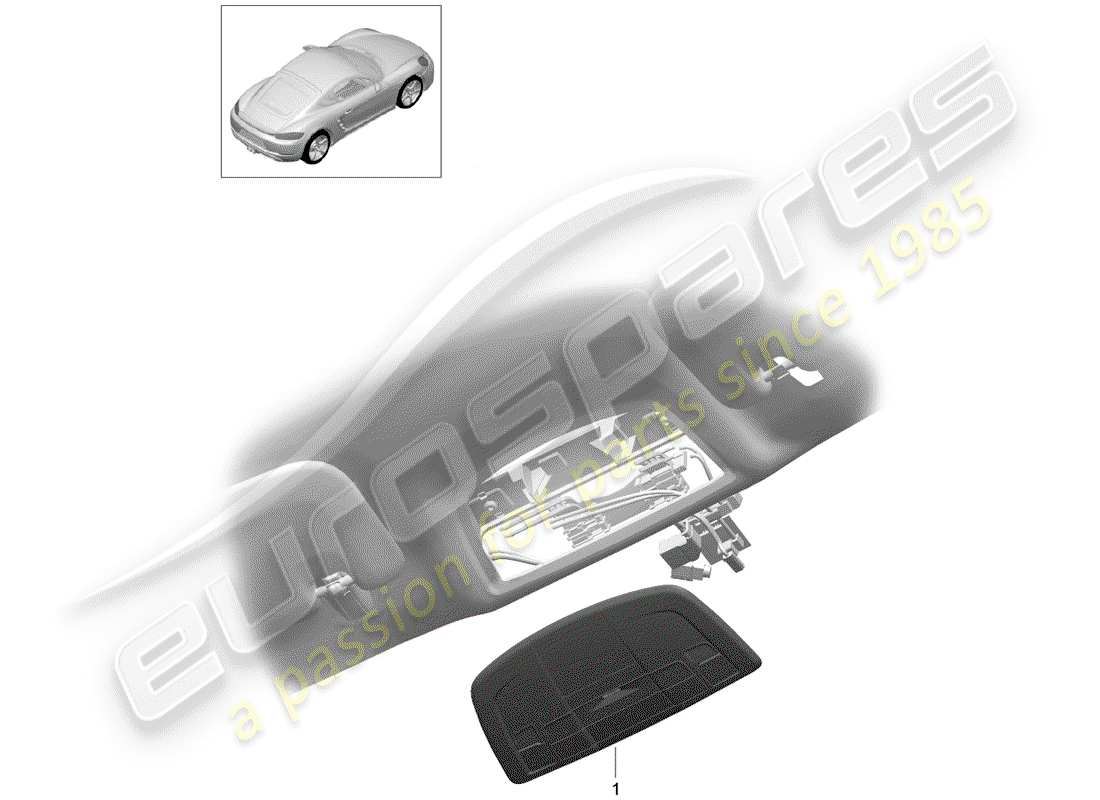 porsche 2017 (718 cayman) diagrama de piezas del soporte
