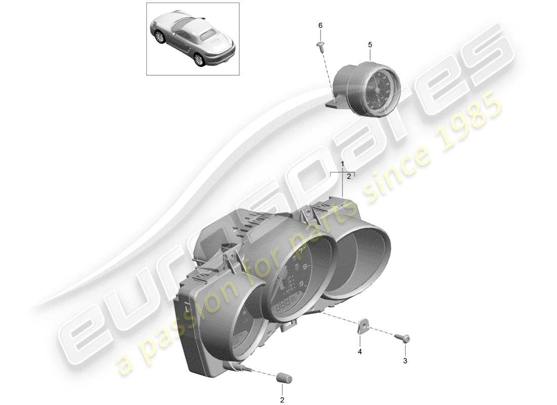 porsche 2018 (718 boxster) diagrama de piezas del grupo de instrumentos